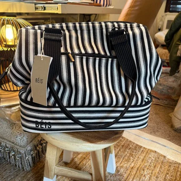 BEIS Mini Weekender – Black Stripe | NWT Limited Edition, Sold Out - Picture 9 of 15
